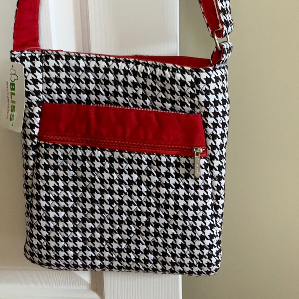 Hand bag houndstooth with adjustable strap - Picture 2 of 4